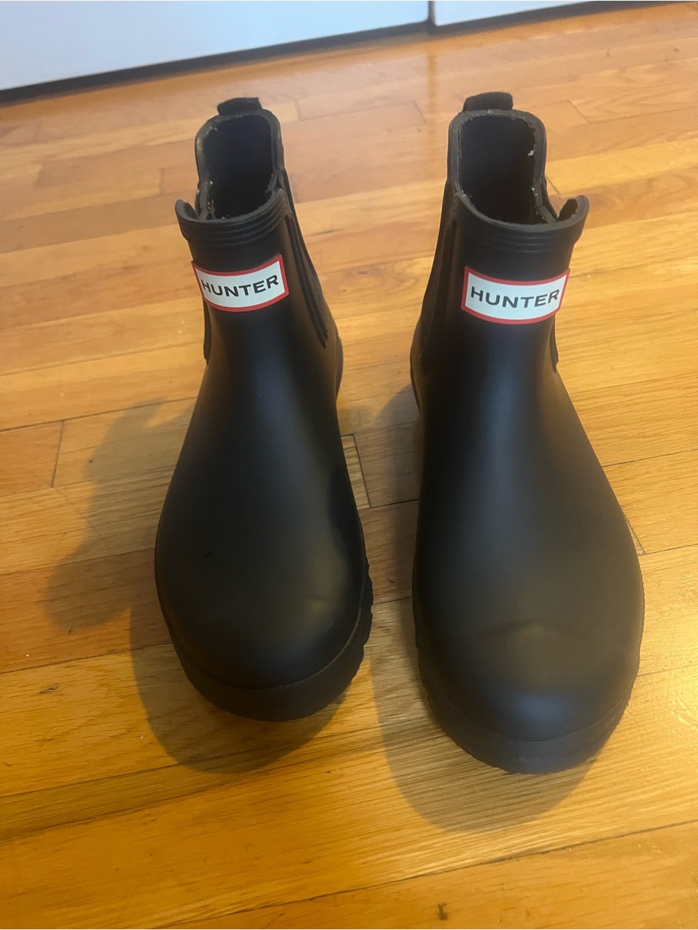 Hunter Short Black Chelsea Rain Boots with Logo Trim - Picture 3 of 12